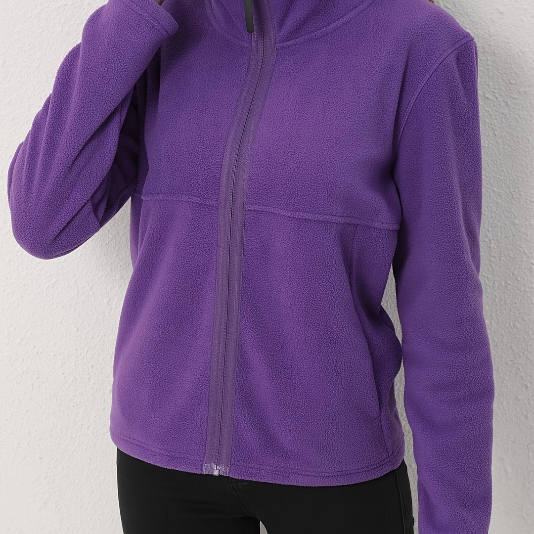 Elise – Casual Pink Fleece Zip-Up Jacket for Fall/Winter