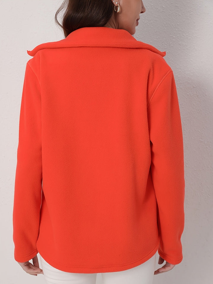 Elise – Casual Pink Fleece Zip-Up Jacket for Fall/Winter