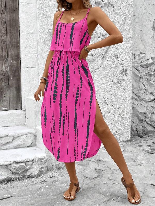 BLYTE™ - All-Over Print Tie-Front Cami Dress for Summer Vibes