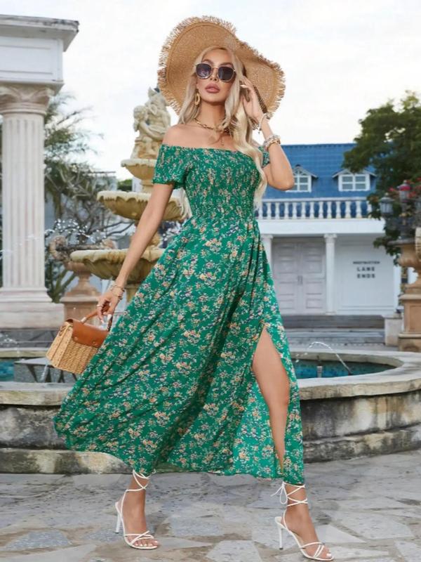 CHARMIE™ - Women's Split Thigh A-Line Floral Summer Dress