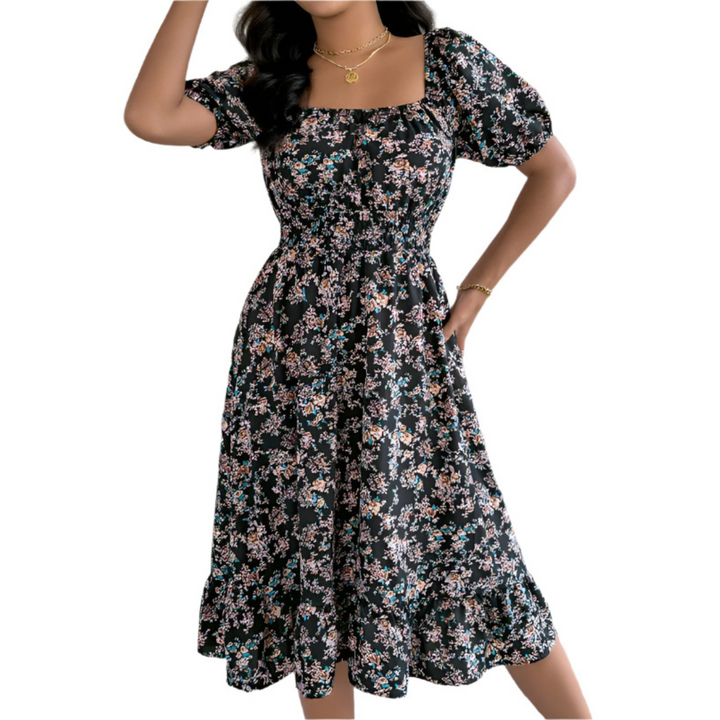 HIRAYA™ – Classic Square Neck Ruffled Summer Sundress