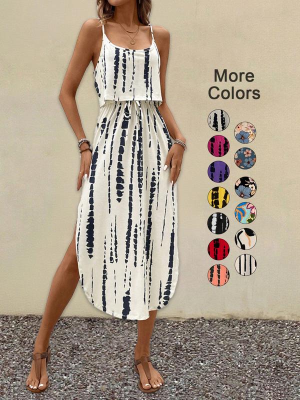 BLYTE™ - All-Over Print Tie-Front Cami Dress for Summer Vibes