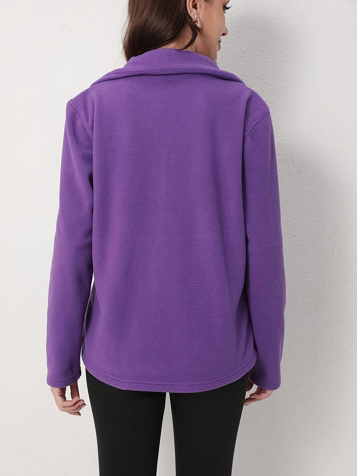 Elise – Casual Pink Fleece Zip-Up Jacket for Fall/Winter