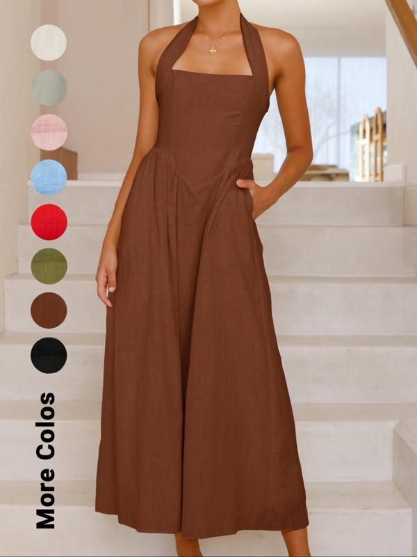 BILLIE™ - Women's Sleeveless Pocket Zipper Back A-Line Summer Dress