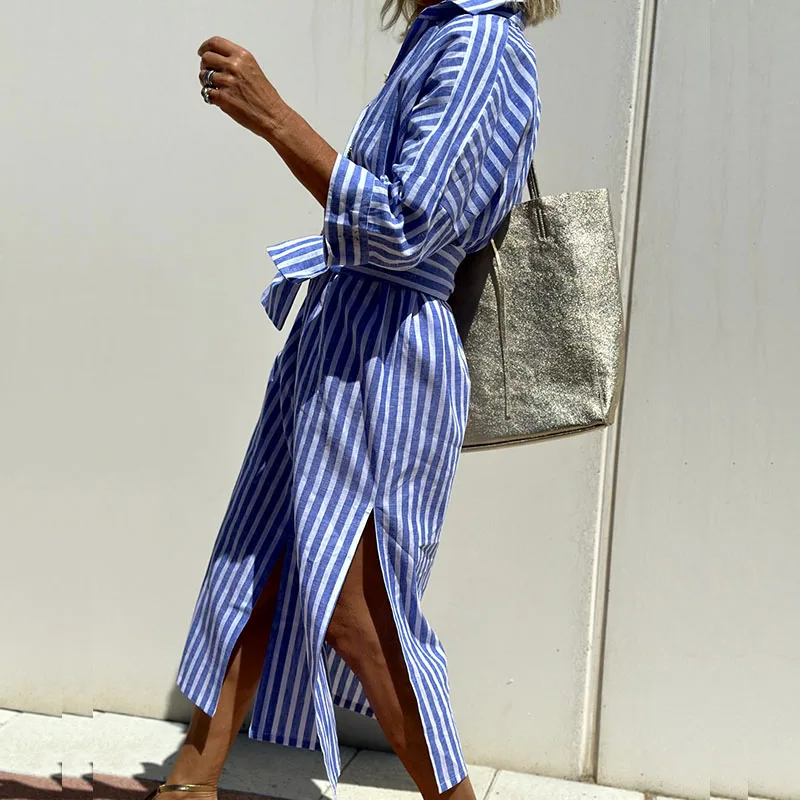 TRIXIE™ - Elegant Striped Shirt Dress