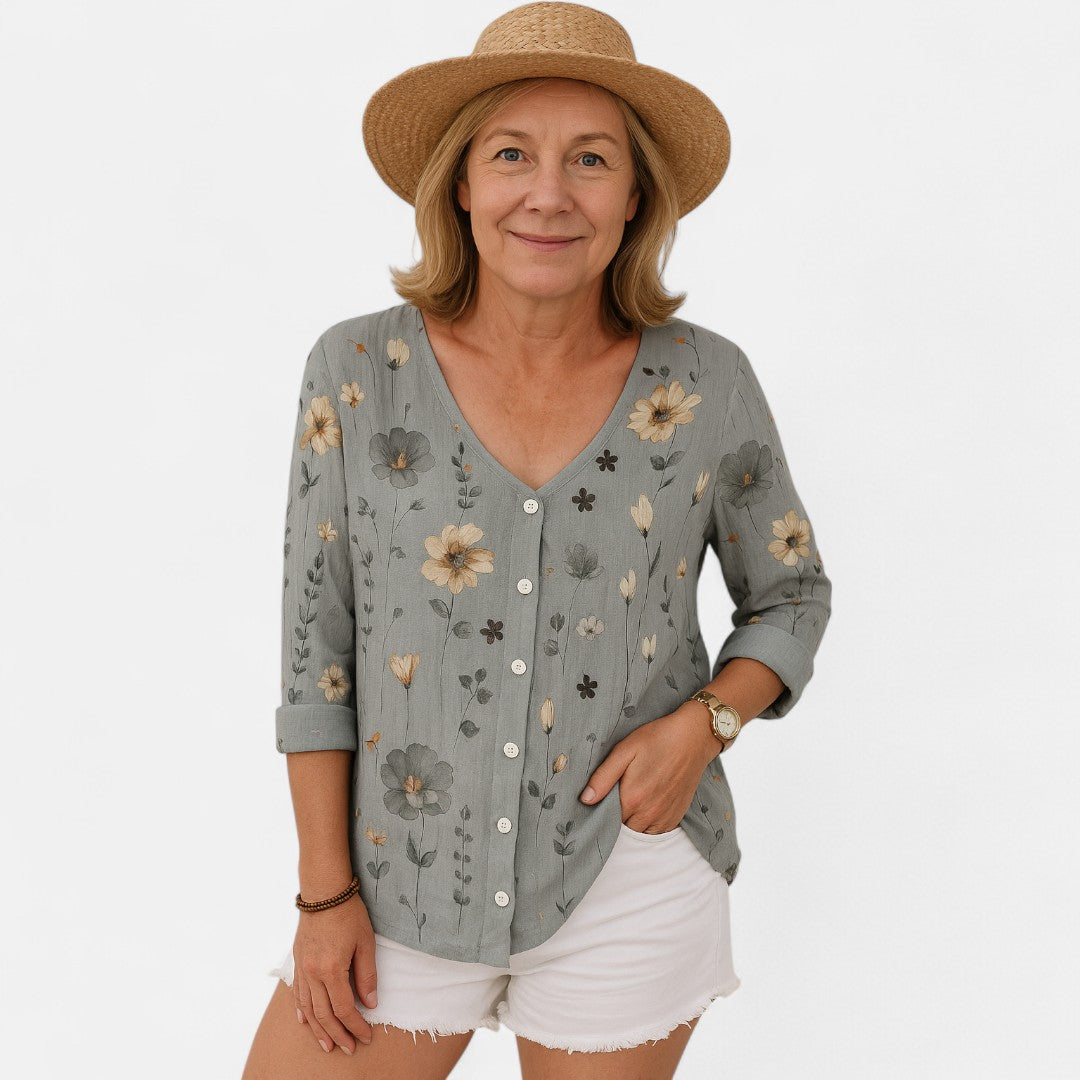 Yewon™ - Loose-fitting floral top