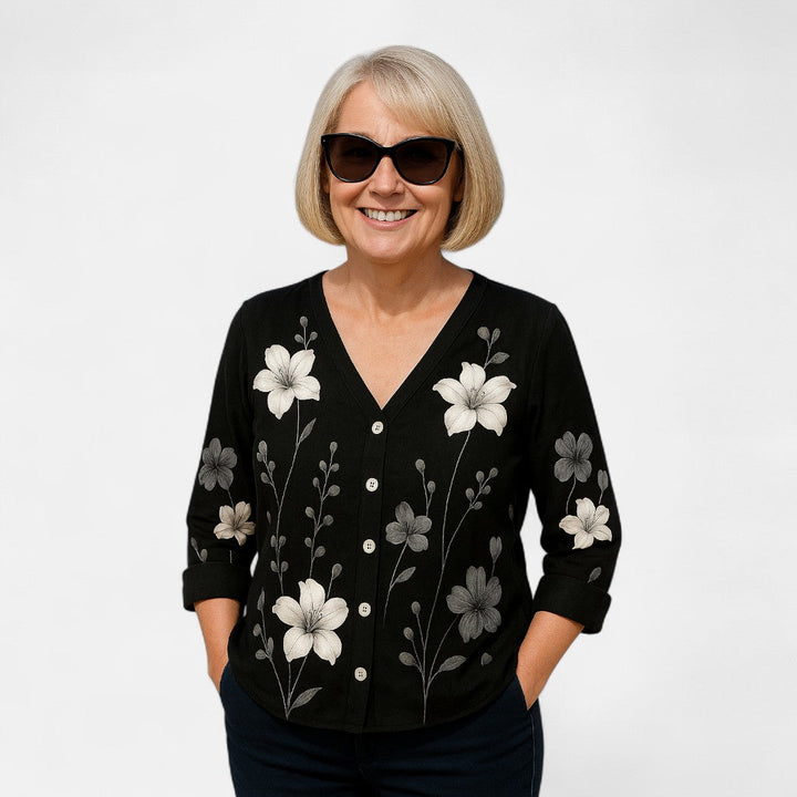 Yewon™ - Loose-fitting floral top